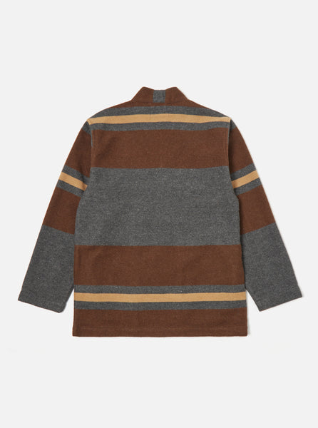 Universal Works- Kyoto Work Jacket in Charcoal Stripe Blanket Wool