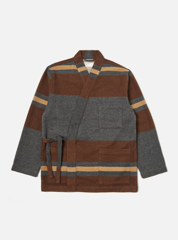 Universal Works- Kyoto Work Jacket in Charcoal Stripe Blanket Wool