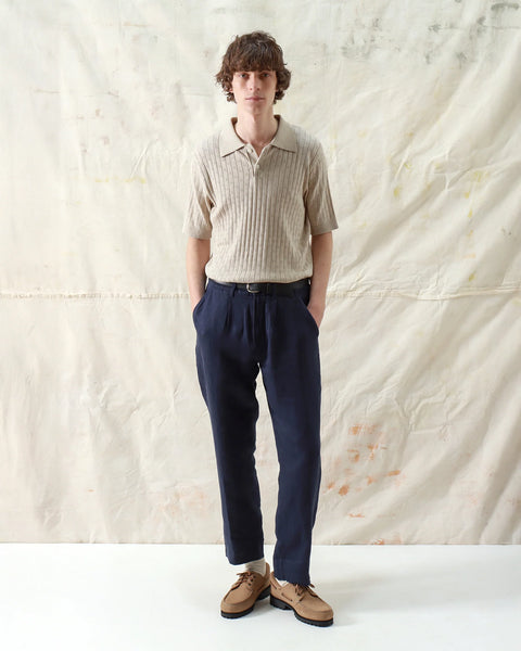 Far Afield- Jacobs Perforated Lace Polo in Peyote Sand