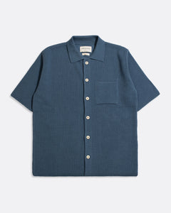 Far Afield- Heitor Knit Shirt in Aegean Blue