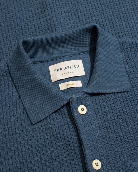 Far Afield- Heitor Knit Shirt in Aegean Blue