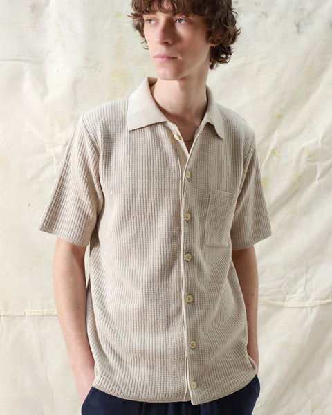 Far Afield- Heitor Knit Shirt in Peyote Sand