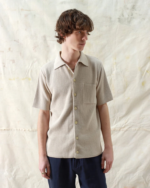 Far Afield- Heitor Knit Shirt in Peyote Sand