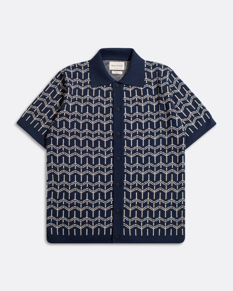 Far Afield- Zigger Cardigan in Palm Tree Navy Iris