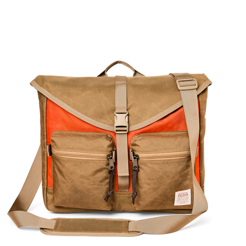 Filson- Surveyor Messenger Bag: Dark Tan / Flame