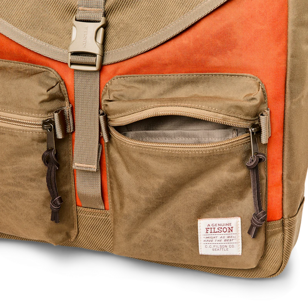 Filson- Surveyor Messenger Bag: Dark Tan / Flame