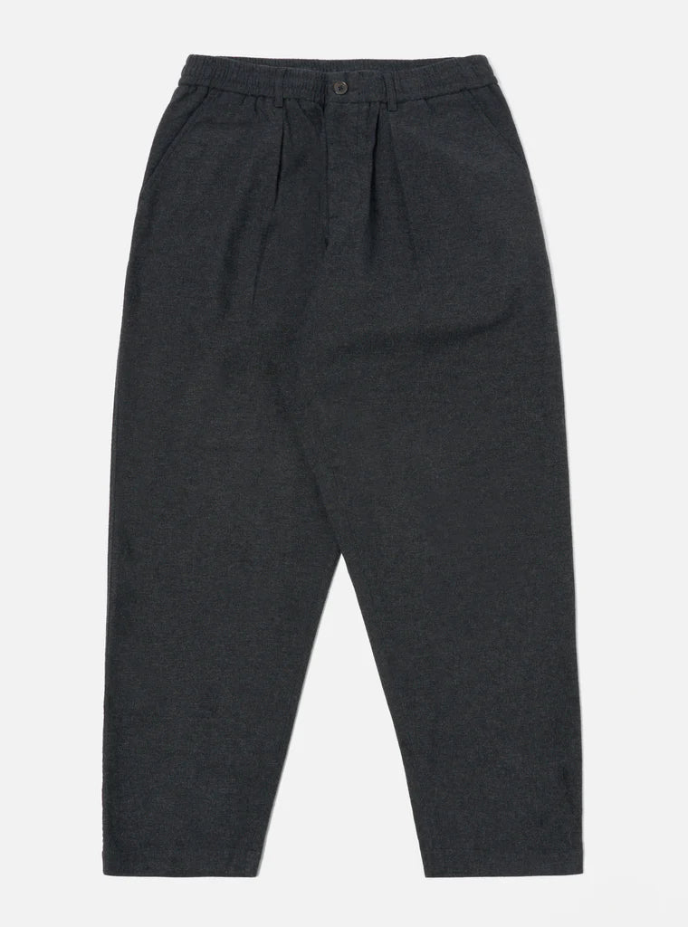 Universal Works- Pleated Track Pant In Charcoal Veta Upcycled Cotton