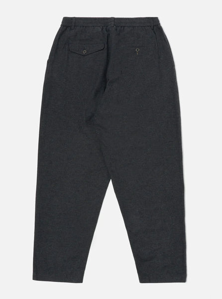 Universal Works- Pleated Track Pant In Charcoal Veta Upcycled Cotton