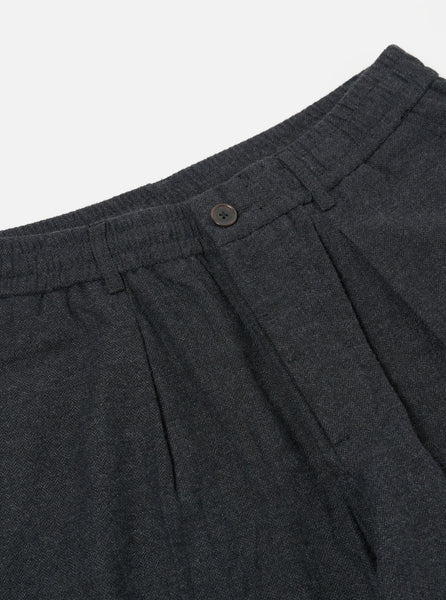 Universal Works- Pleated Track Pant In Charcoal Veta Upcycled Cotton