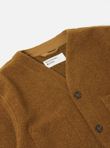 Universal Works- Cardigan In Mustard Wool Fleece