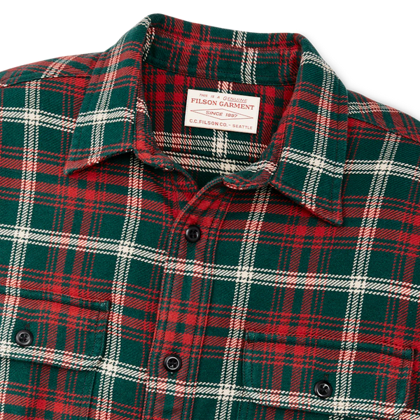 Filson- Vintage Flannel Work Shirt Green/Red/White Plaid