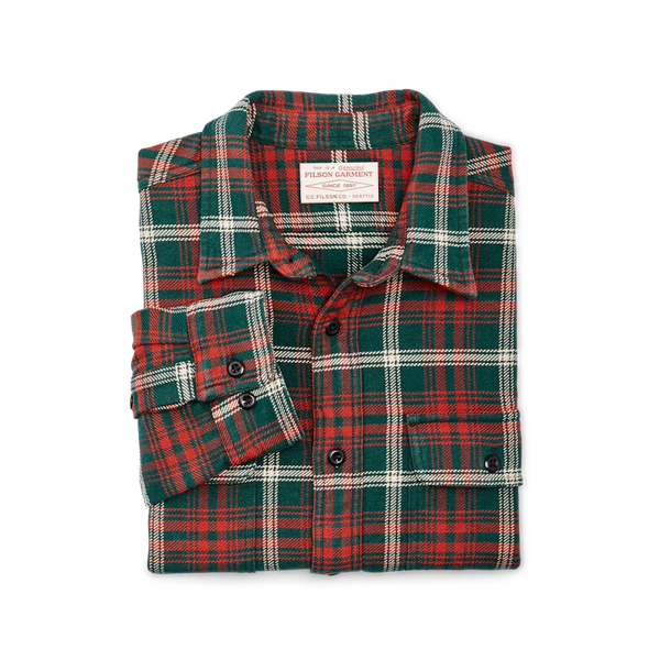 Filson- Vintage Flannel Work Shirt Green/Red/White Plaid