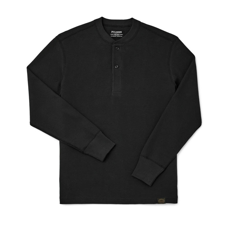 Filson- Waffle Knit Henley Faded Black