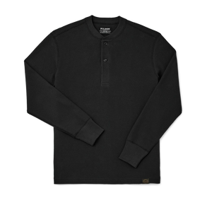 Filson- Waffle Knit Henley Faded Black