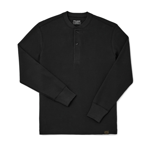 Filson- Waffle Knit Henley Faded Black