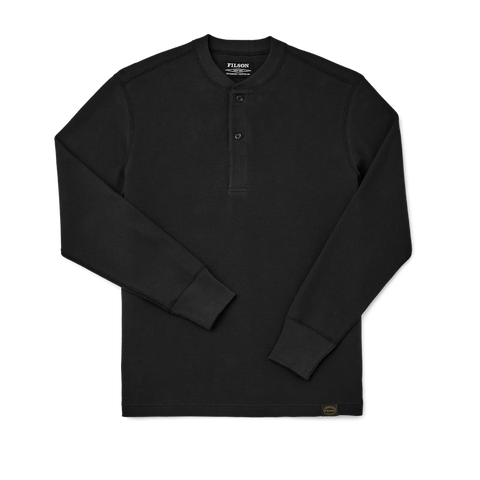 Filson- Waffle Knit Henley Faded Black