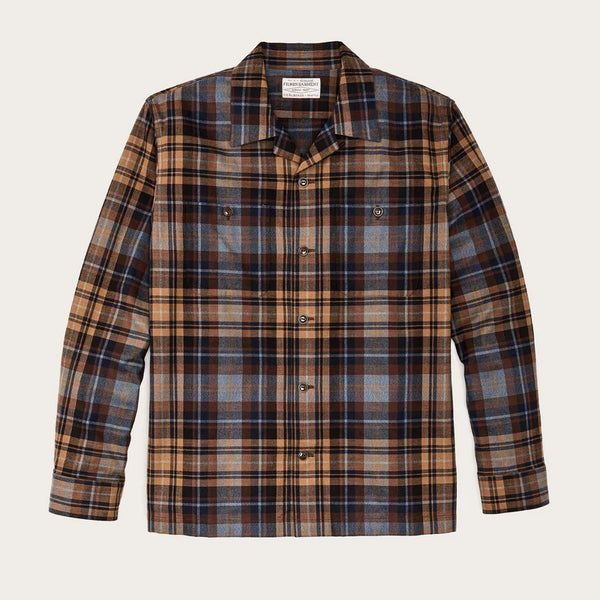 Filson- Elk Heights Camp Shirt Brown Oak/Heather Blue