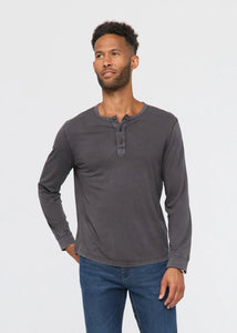 DUER- PurePima Vintage Henley: Washed Grey