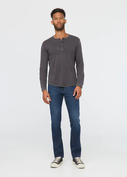 DUER- PurePima Vintage Henley: Washed Grey