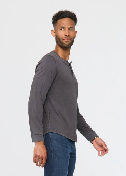 DUER- PurePima Vintage Henley: Washed Grey