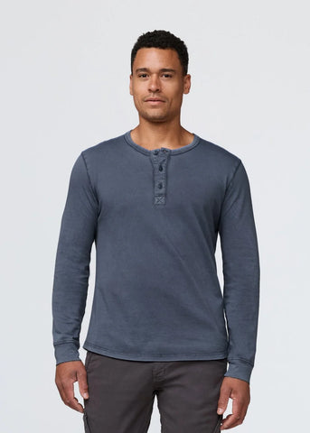 DUER- PurePima Vintage Henley: Washed Indigo