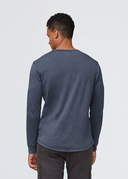 DUER- PurePima Vintage Henley: Washed Indigo