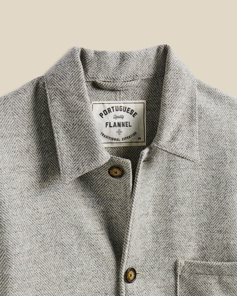 Portuguese Flannel- Labura: Herringbone Wool Light Grey