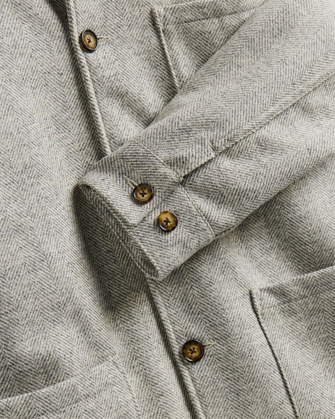 Portuguese Flannel- Labura: Herringbone Wool Light Grey