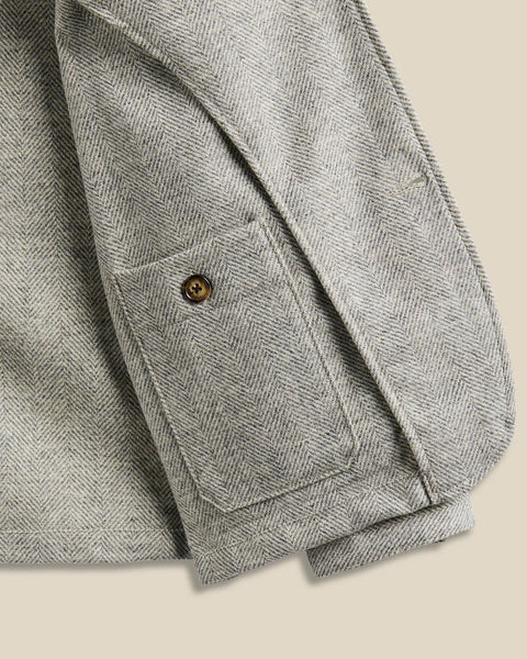 Portuguese Flannel- Labura: Herringbone Wool Light Grey