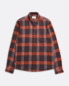 Far Afield- Larry Check Shirt: Slate Brown/Burnt Orange