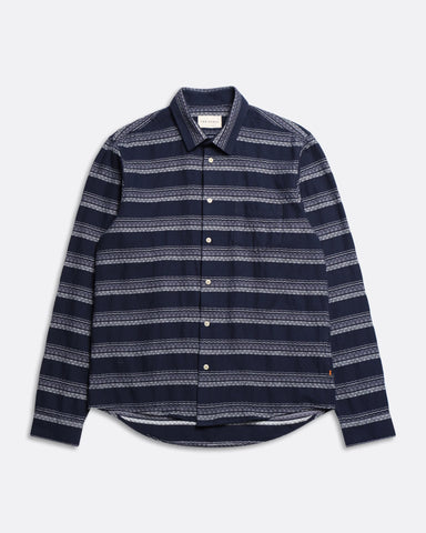 Far Afield- Classic Shirt: Peysa Stripe in Navy/Iris