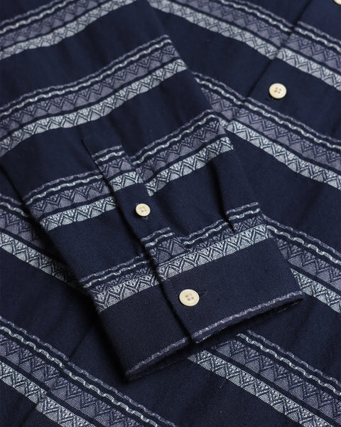 Far Afield- Classic Shirt: Peysa Stripe in Navy/Iris