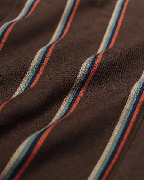 Far Afield- Zigger Cardigan: Slate Brown Kuki Stripe