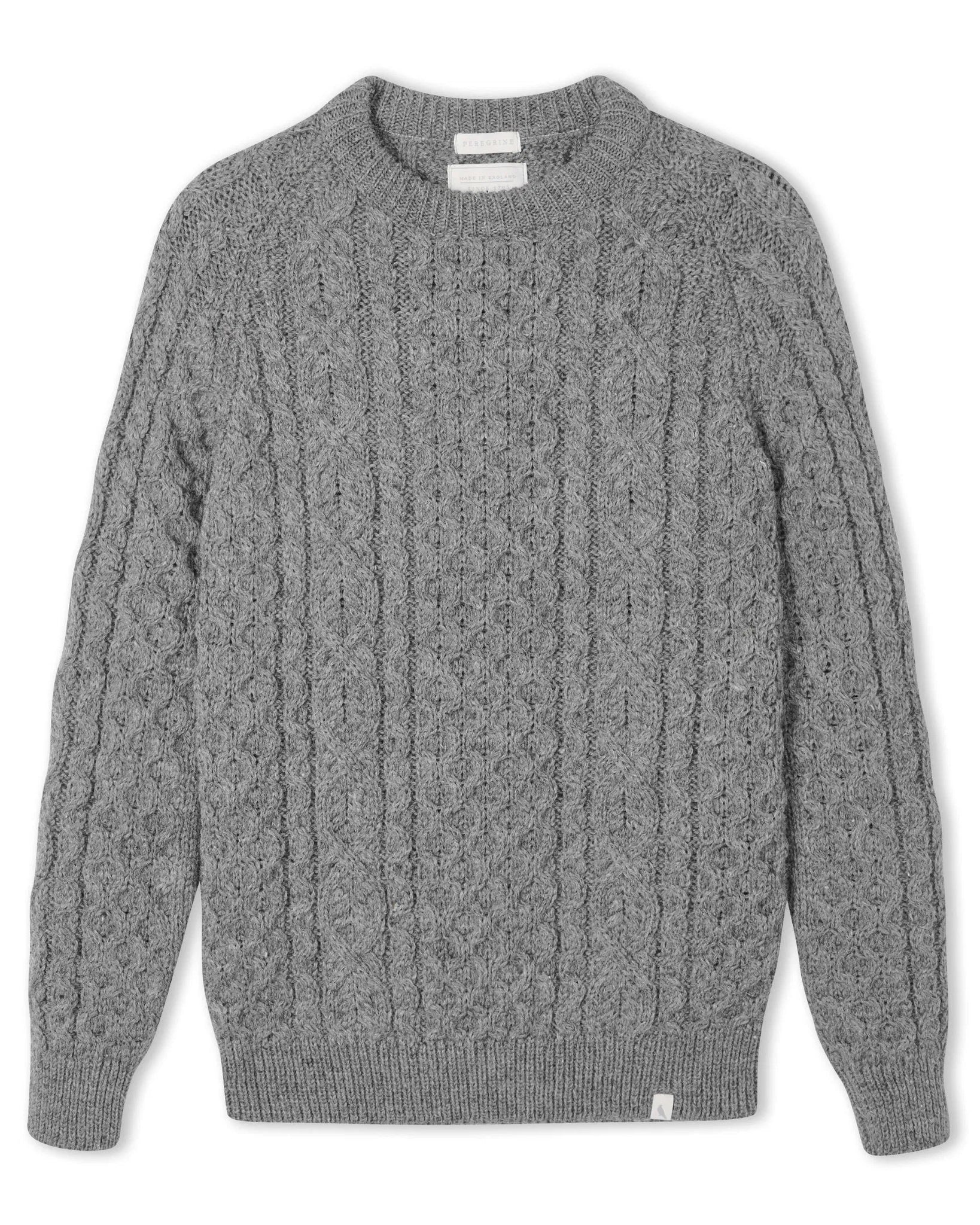 Peregrine- Hudson Aran Jumper in Steel