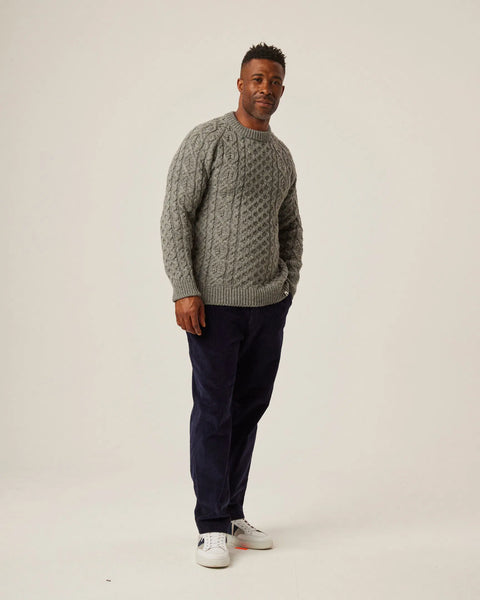 Peregrine- Hudson Aran Jumper in Steel