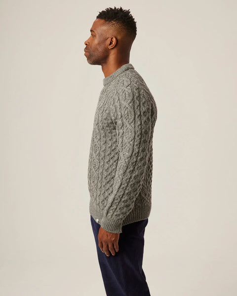 Peregrine- Hudson Aran Jumper in Steel