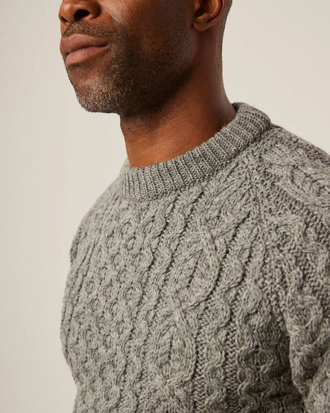 Peregrine- Hudson Aran Jumper in Steel