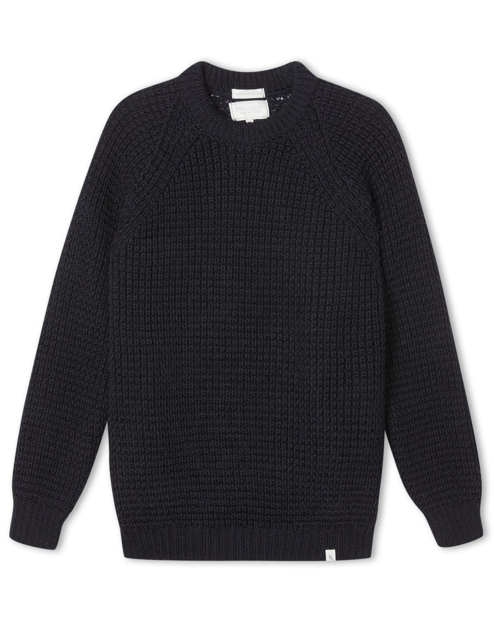 Peregrine- Waffle Crew Neck Jumper in Navy