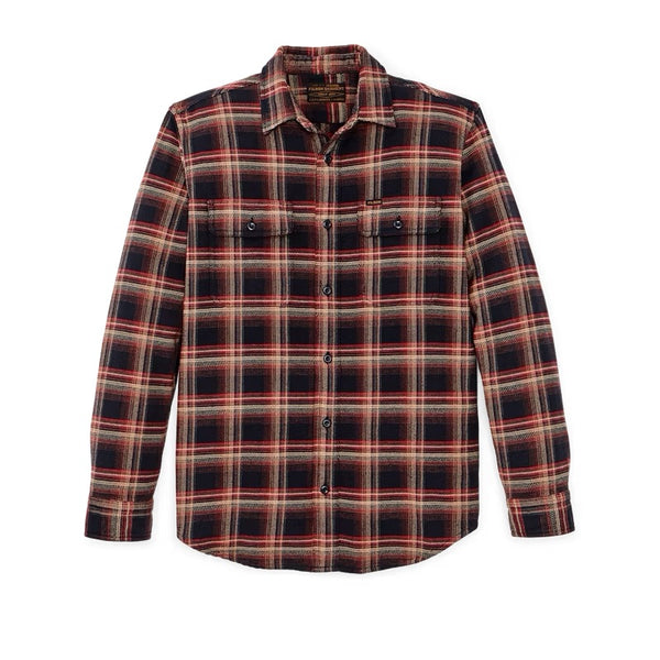 Filson- Vintage Flannel Work Shirt in Black/Rust/Plaid