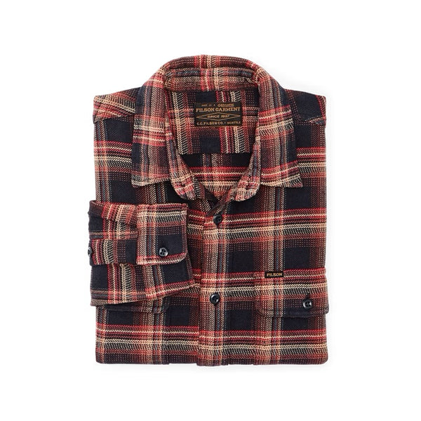 Filson- Vintage Flannel Work Shirt in Black/Rust/Plaid