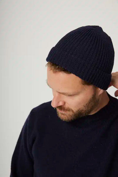 Peregrine- Porter Ribbed Beanie in Navy