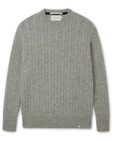 Peregrine- Makers Stitch Cable Crew in Light Grey