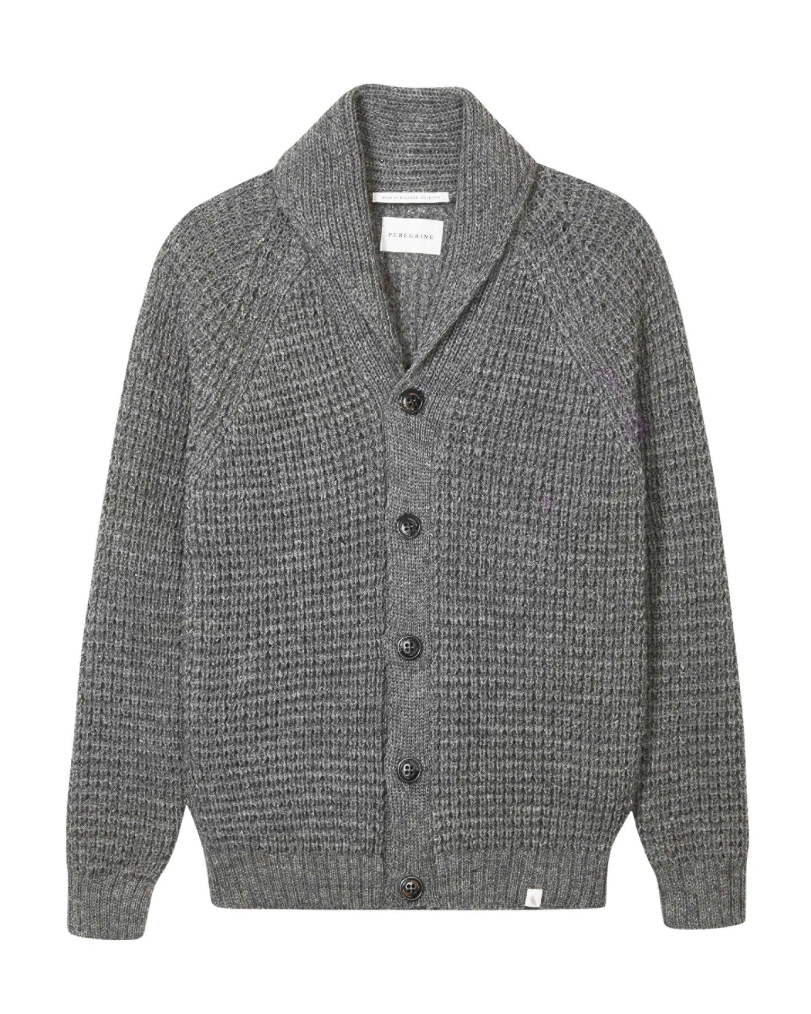 Peregrine- Waffle Shawl Cardigan in Steel