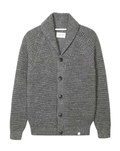 Peregrine- Waffle Shawl Cardigan in Steel