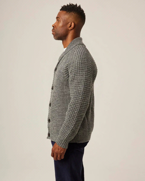 Peregrine- Waffle Shawl Cardigan in Steel