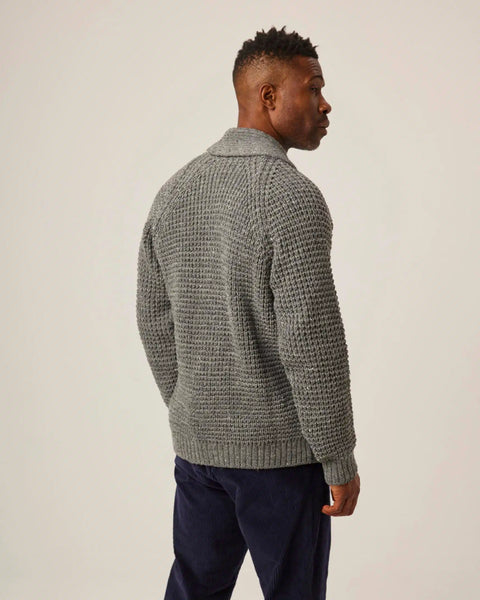 Peregrine- Waffle Shawl Cardigan in Steel