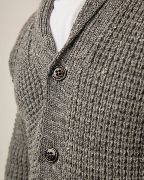 Peregrine- Waffle Shawl Cardigan in Steel