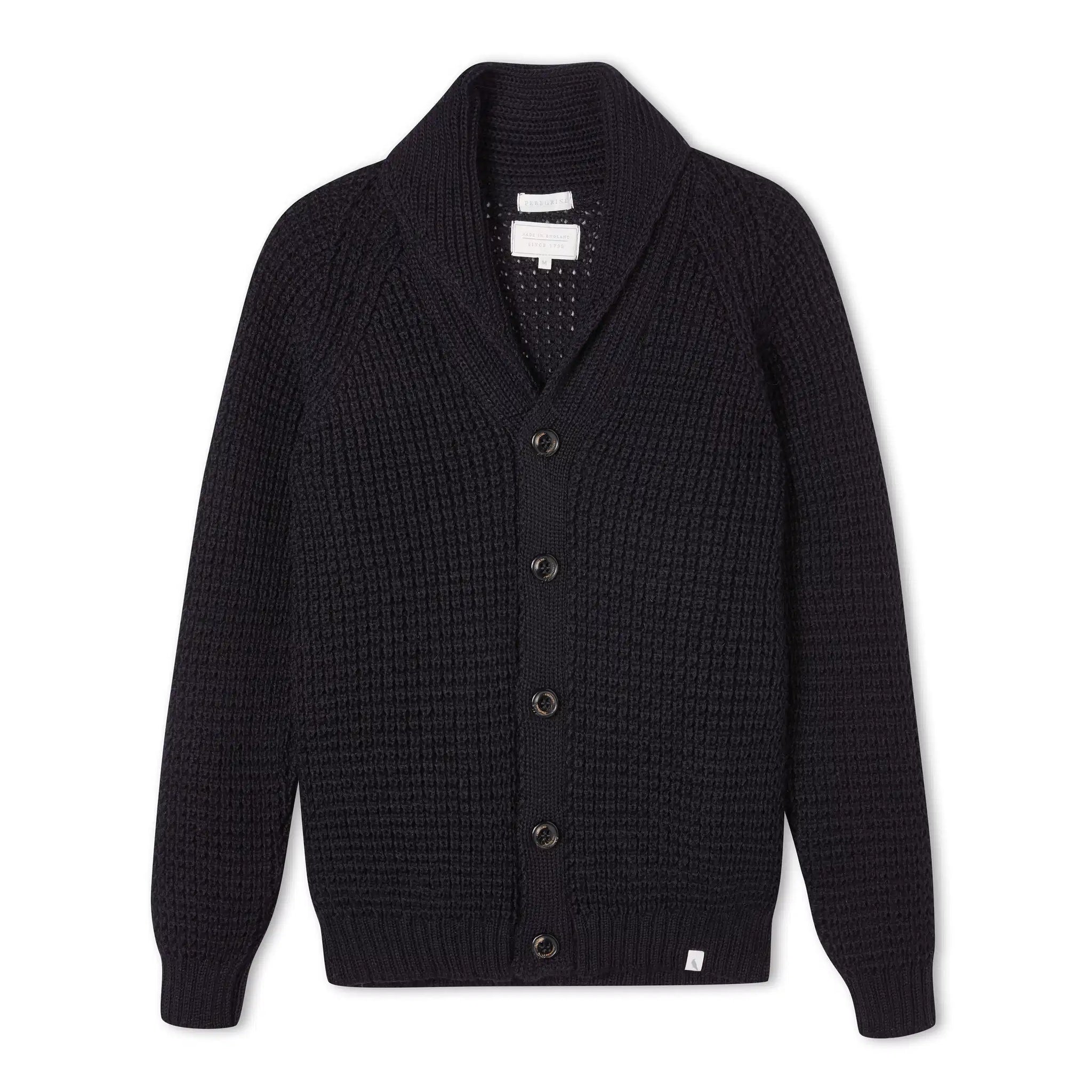 Peregrine- Waffle Shawl Cardigan in Navy