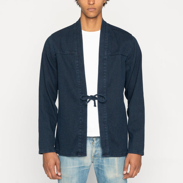 Naked & Famous- Kimono Shirt: Yagasuri Denim