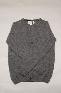 Harley of Scotland- Shaggy Cardigan in Medium Grey